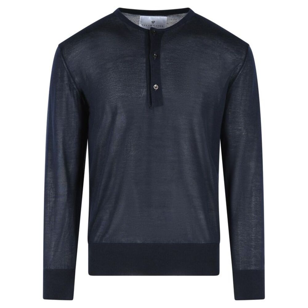 Seven Gauge 'Serafino' Blue Lyocell Sweater Men